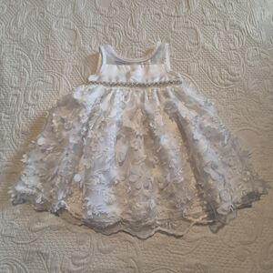 Blueberi Boulevard girls size 12 month white floral party dress flower girl VGUC